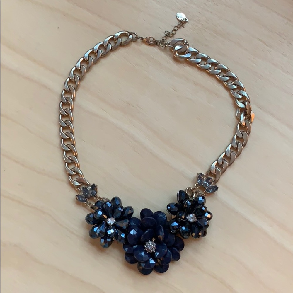 Gold and navy blue statement necklace